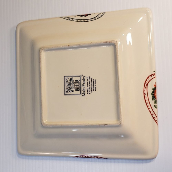 2 Multi Paisley Square Salad Plates Tabletops Gallery 8.25" - Picture 7 of 8